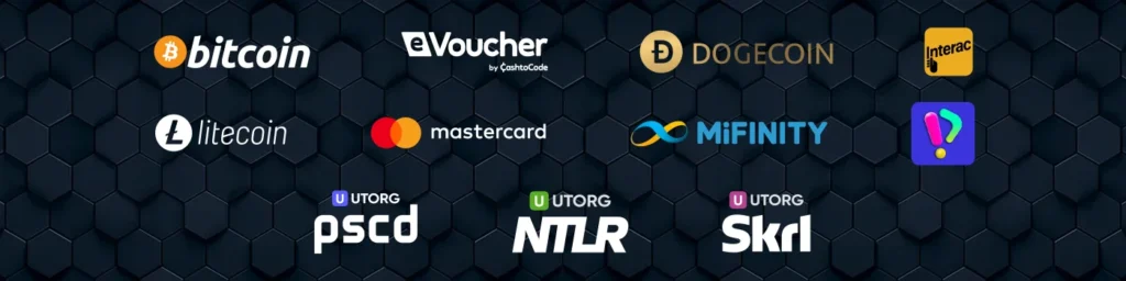 Glorion Casino banner showing available banking options