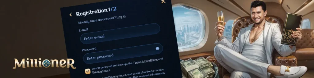 Millioner online casino registration banner