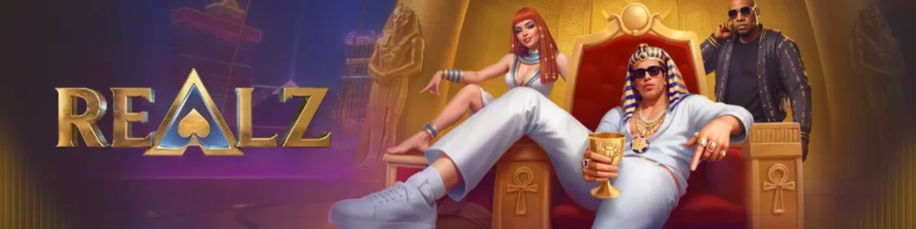 Realz Casino homepage featuring luxury online casino experience